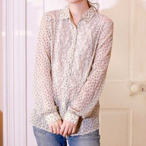 Free People Detailed Sheer Button Down Shirt